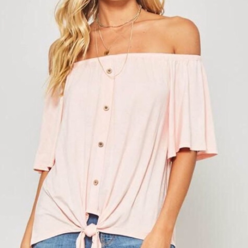 Off the Shoulder Tie Front Tee
